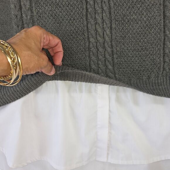 Faded Glory Women's Gray Knit Sweater with White Collared Shirt Layer Size XXL - Picture 3 of 15
